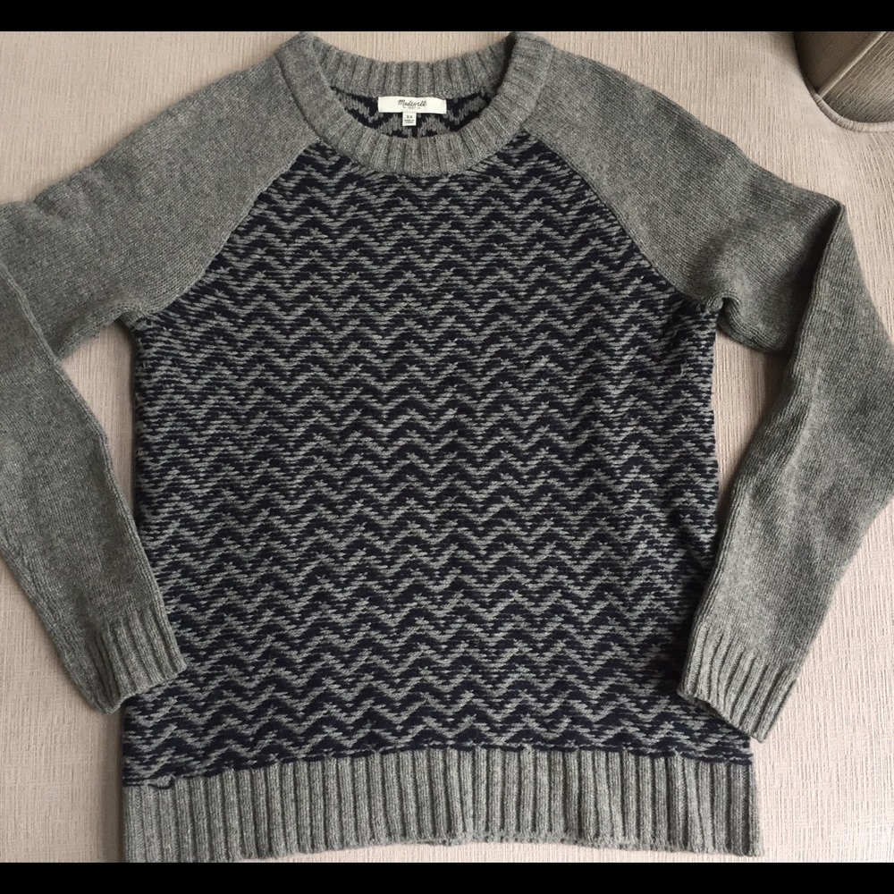 Madewell Merino Wool Herringbone Striped Sweater